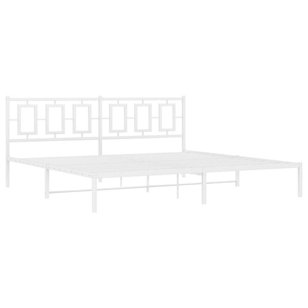 vidaXL Bettgestell mit Kopfteil Metall Wei&szlig; 193x203 cm