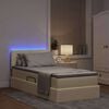 vidaXL Bett mit Stauraum und LED mit Matratze Creme 100 x 200 cm Stoff