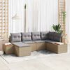 vidaXL Gartensofa-set mit Kissen 6 pcs Beige und Hellgrau Poly Rattan
