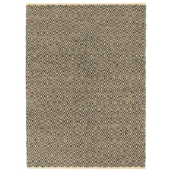 vidaXL Chindi-Teppich Handgewebt Leder Baumwolle 80x160 cm Schwarz
