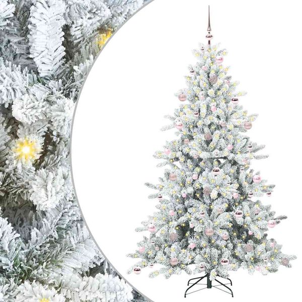 vidaXL K&uuml;nstlicher klappbarer Weihnachtsbaum Wei&szlig; 210 cm PVC und Stahl