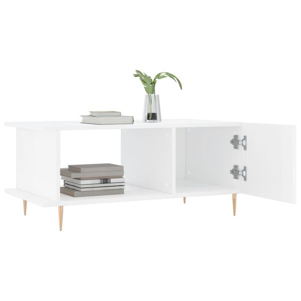 vidaXL Couchtisch Hochglanz-Wei&szlig; 90x50x40 cm Holzwerkstoff