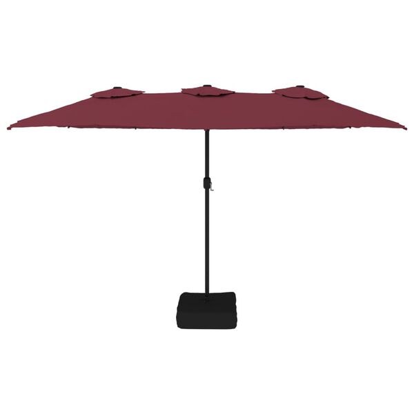 vidaXL Doppel-Sonnenschirm mit LED-Leuchten Bordeauxrot 449x265 cm