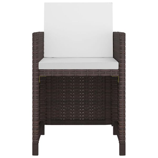 vidaXL 11-tlg. Garten-Essgruppe mit Auflagen Poly Rattan Braun