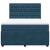 vidaXL Boxspringbett mit Matratze Dunkelblau 160x200 cm Samt