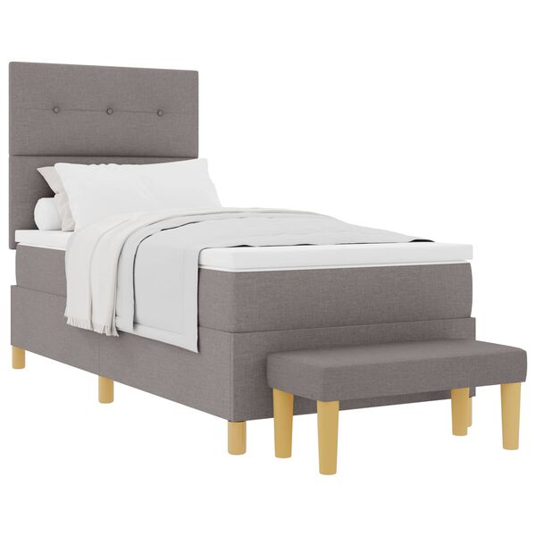 vidaXL Boxspringbett mit Matratze Taupe 100 x 200 cm Stoff