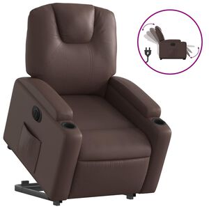 vidaXL Relaxsessel mit Aufstehhilfe Elektrisch Braun Kunstleder