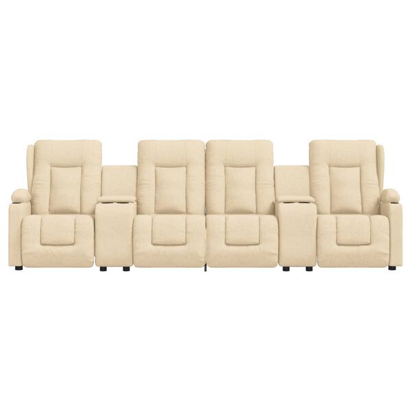 vidaXL 4-Sitzer Massagesessel mit Getr&auml;nkehalter Creme Stoff