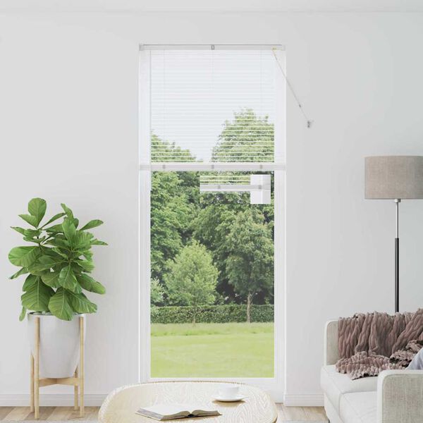 vidaXL Balkenjalousien mit Vorh&auml;ngen Wei&szlig; 220 x 90 cm Aluminium