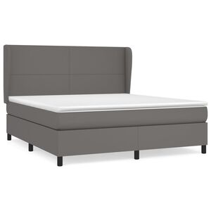 vidaXL Boxspringbett mit Matratze Grau 160x200 cm Kunstleder