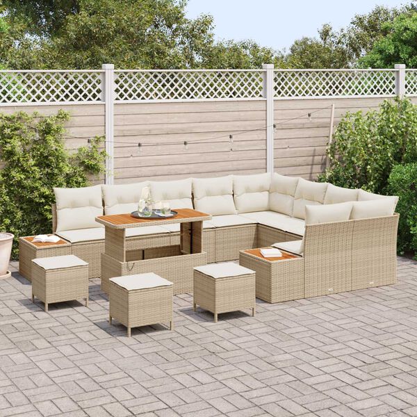 vidaXL Gartensofa-set 13 pcs Beige Poly-Rattan
