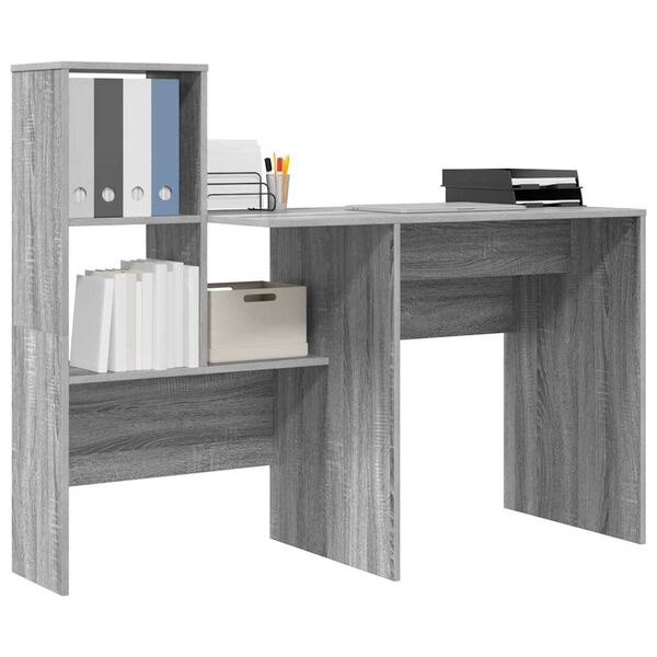 vidaXL Schreibtisch Graues Sonoma 131,5 x 50 x 106,5 cm Holzwerkstoff