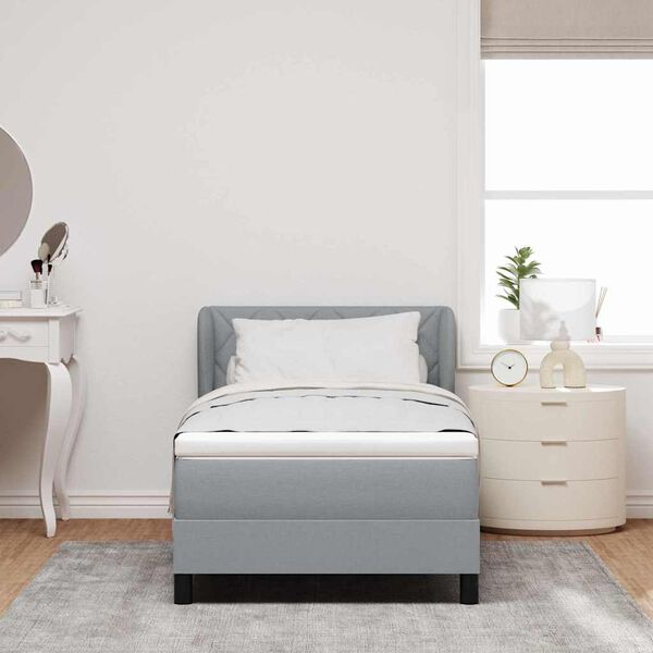 vidaXL Boxspringbett mit Matratze Hellgrau 100 x 200 cm Stoff