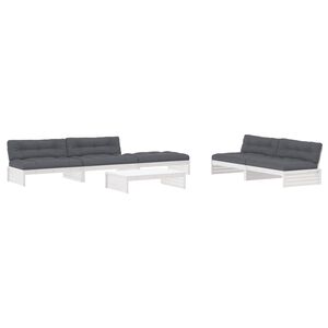 vidaXL 6-tlg. Garten-Lounge-Set mit Kissen Wei&szlig; Massivholz