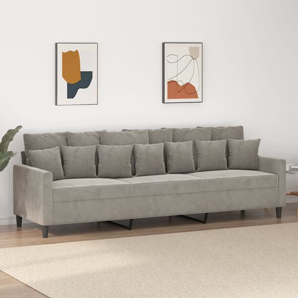 vidaXL 3-Sitzer-Sofa Hellgrau 210 cm Samt