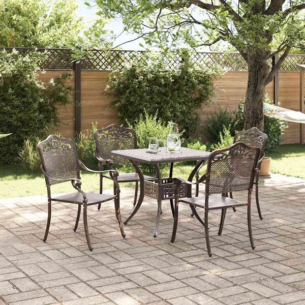 vidaXL Gartentisch Set 5 pcs Bronze Gussaluminium