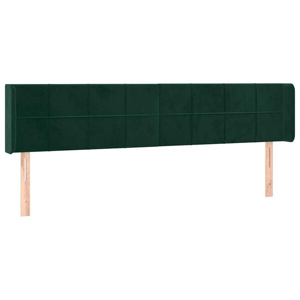 vidaXL Kopfteil mit Ohren Dunkelgr&uuml;n 183x16x78/88 cm Samt