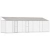 vidaXL Hundek&auml;fig mit Dach Silber 800 x 200 x 258 cm Stahl und PE