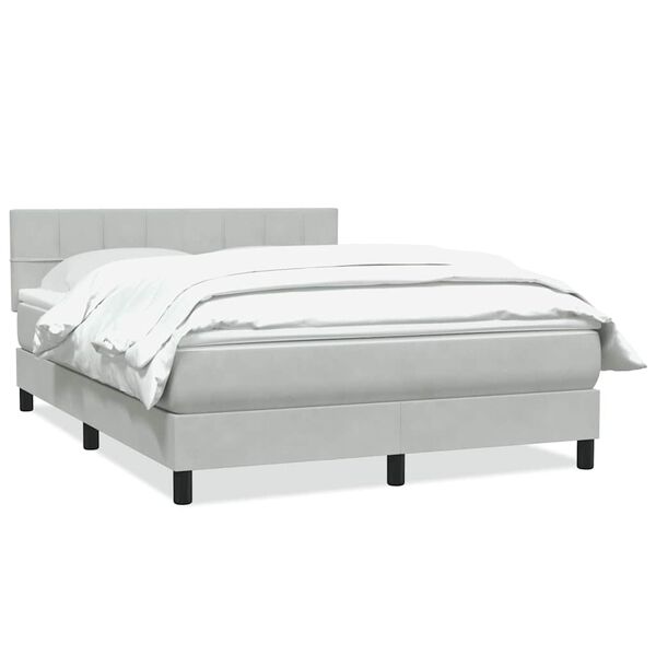 vidaXL Boxspringbett mit Matratze Hellgrau 140x220 cm Samt