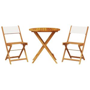 vidaXL 3-tlg. Bistro-Set Cremewei&szlig; Stoff und Massivholz