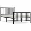 vidaXL Bettgestell mit Kopf- und Fu&szlig;teil Metall Schwarz 100x190 cm