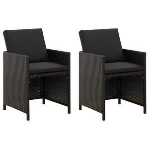 vidaXL Gartenst&uuml;hle mit Kissen 2 Stk. Poly Rattan Schwarz