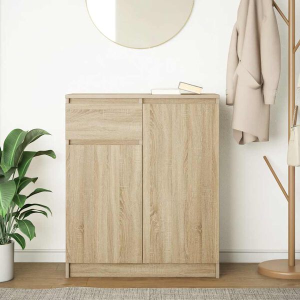 vidaXL Sideboard mit Schublade Sonoma-Eiche 71x35x84 cm Holzwerkstoff