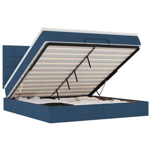 vidaXL Ottoman-Bett mit Matratze & LEDs Blau 180x200 cm Stoff