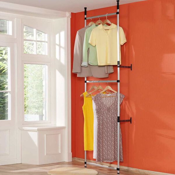 vidaXL Teleskop-Garderobe mit Stangen Aluminium