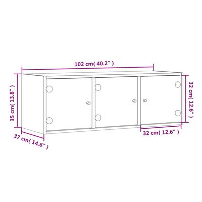 vidaXL Wandschrank mit Glastüren Betongrau 102x37x35 cm