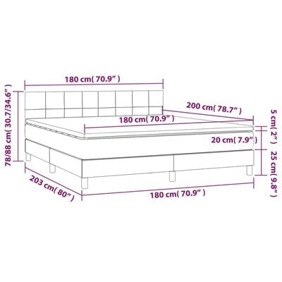 vidaXL Boxspringbett mit Matratze & LED Dunkelblau 180x200 cm Samt