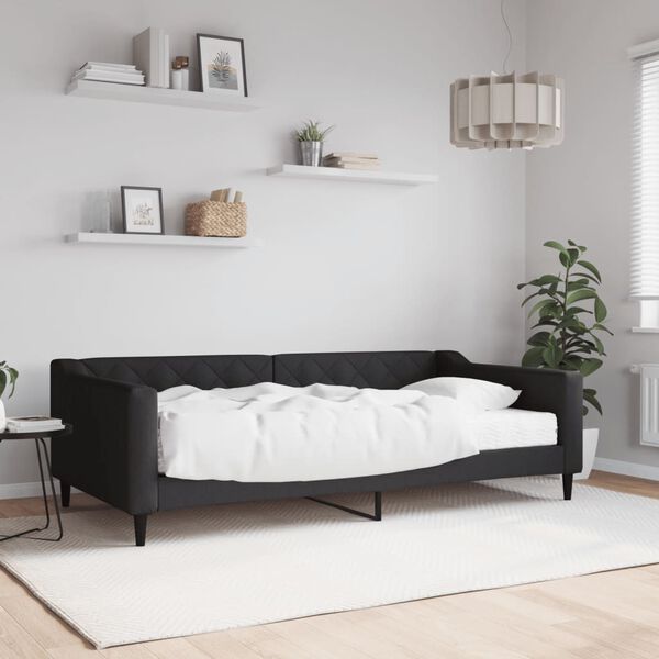 vidaXL Tagesbett mit Matratze Schwarz 100x200 cm Stoff