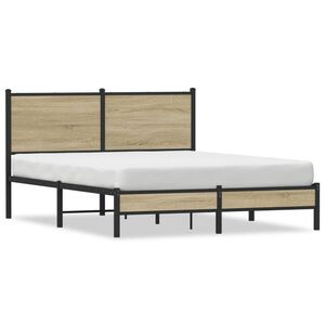 vidaXL Metallbett ohne Matratze Sonoma-Eiche 137x190 cm