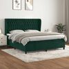 vidaXL Boxspringbett mit Matratze Dunkelgr&uuml;n 160x200 cm Samt