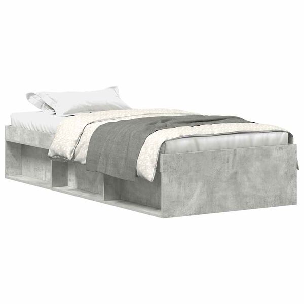 vidaXL Bettgestell Betongrau 75x190 cm