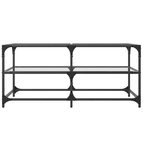 vidaXL Couchtisch mit Glasplatte Transparent 98,5x50x45 cm Stahl