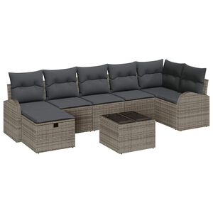 vidaXL Gartensofa-set 8 stk. Grau Poly-Rattan