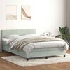 vidaXL Boxspringbett mit Matratze & LED Hellgrau 140x220 cm Samt