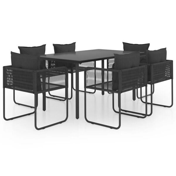vidaXL 7-tlg. Garten-Essgruppe PVC Rattan Schwarz