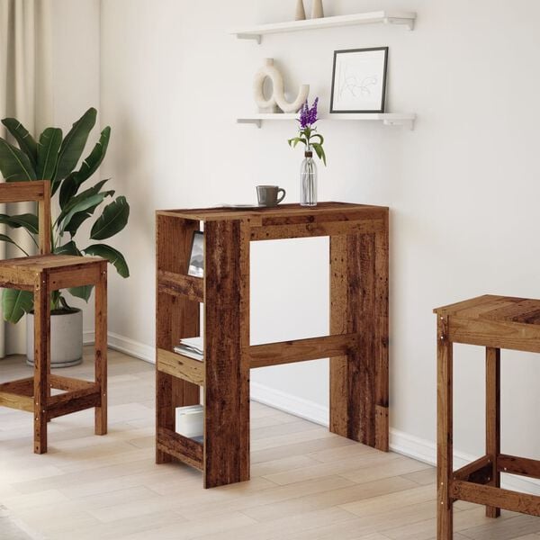 vidaXL Bartisch mit Regal Altholz-Optik 90x40x103,5 cm Holzwerkstoff