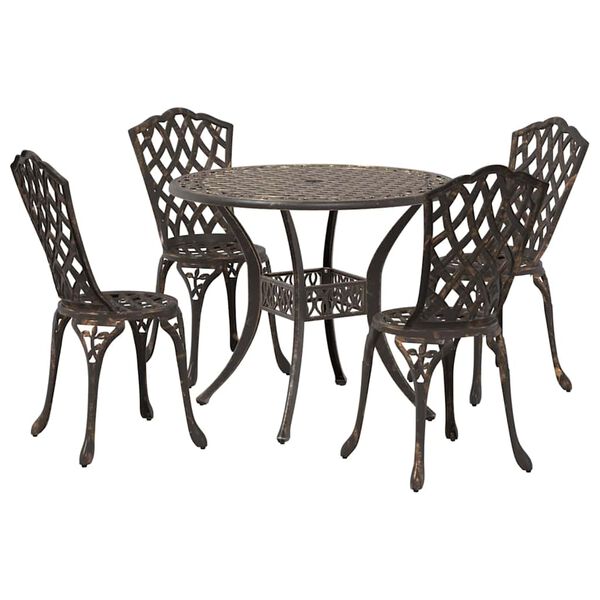 vidaXL Garten Essgruppe 5 pcs Bronze 90 x 90 x 75 cm Gussaluminium