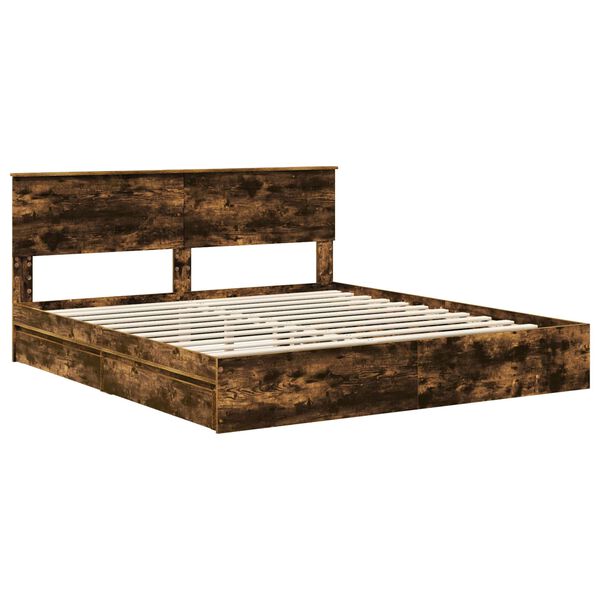 vidaXL Aufbewahrungsbett Ger&auml;ucherte Eiche 180 x 200 cm Holzwerkstoff
