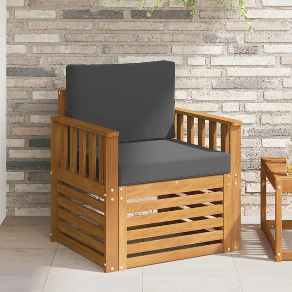 vidaXL Outdoor-Sofagarnitur Massives Akazienholz und Polyester Natur