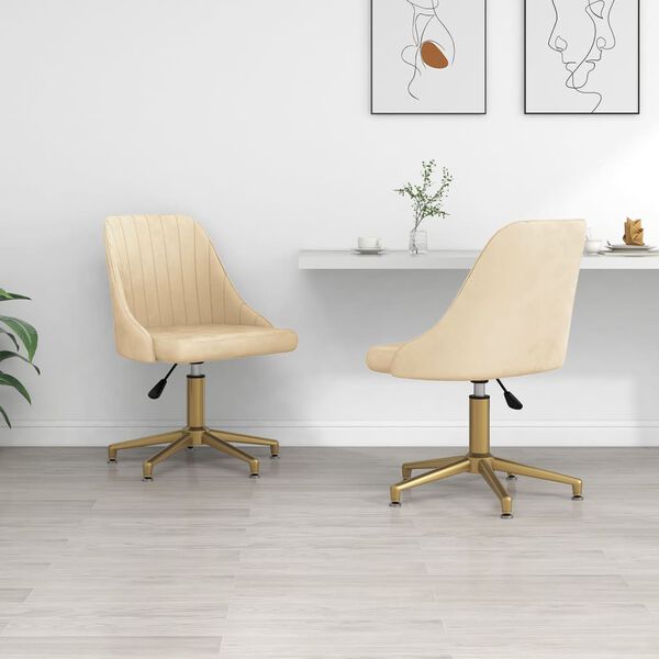 vidaXL Esszimmerst&uuml;hle 2 Stk. Drehbar Creme Samt
