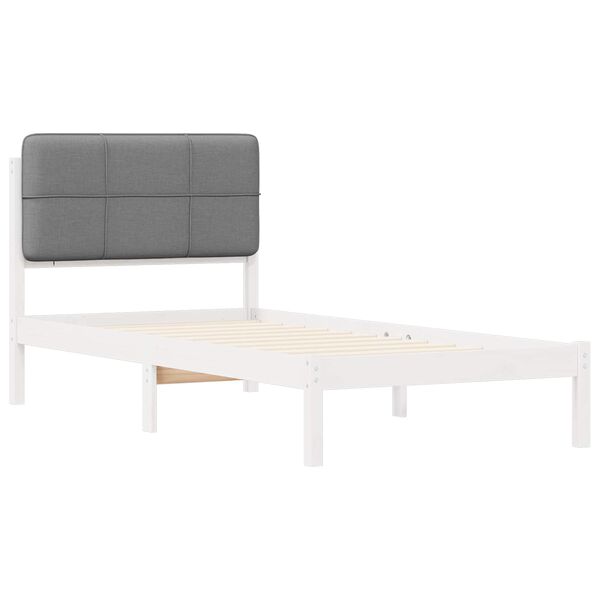 vidaXL Bettgestell mit gepolstertem Kopfteil Hellgrau 75 x 190 cm