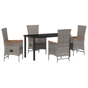 vidaXL Garten Essgruppe 5 pcs Grau Pulverbeschichteter Stahl