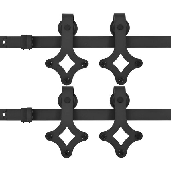 vidaXL Schiebet&uuml;r-Beschlags&auml;tze 2 Stk. 200 cm Stahl Schwarz