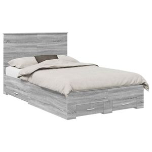 vidaXL Bettrahmen Graues Sonoma 120 x 200 cm Holzwerkstoff