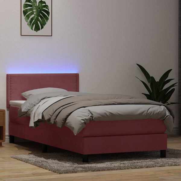 vidaXL Boxspringbett mit Matratze Rosa 80x210 cm Samt