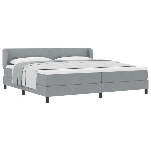 vidaXL Boxspringbett mit Matratze Hellgrau 200 x 200 cm Stoff